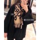 Replica Burberry Double-sided Letter Logo Check Cashmere Wool Shawl 30 x 180 Brown