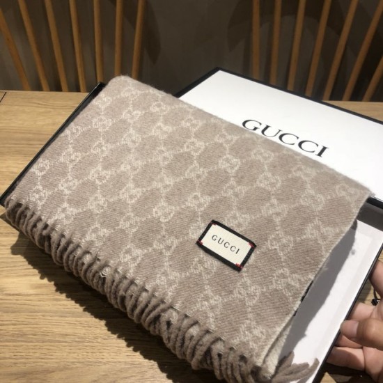 Fake Gucci classic double-faced cashmere scarf Gray Replica