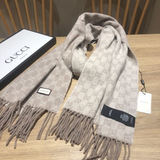Fake Gucci classic double-faced cashmere scarf Gray Replica