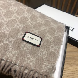 Fake Gucci classic double-faced cashmere scarf Gray Replica