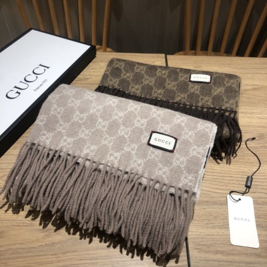 Fake Gucci classic double-faced cashmere scarf Gray Replica