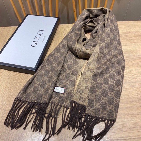 Replica Gucci classic double-faced cashmere scarf Coffee