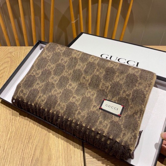 Replica Gucci classic double-faced cashmere scarf Coffee
