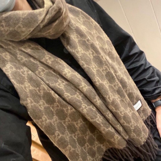 Replica Gucci classic double-faced cashmere scarf Coffee