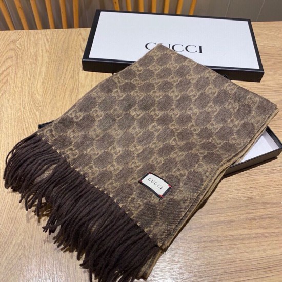 Replica Gucci classic double-faced cashmere scarf Coffee