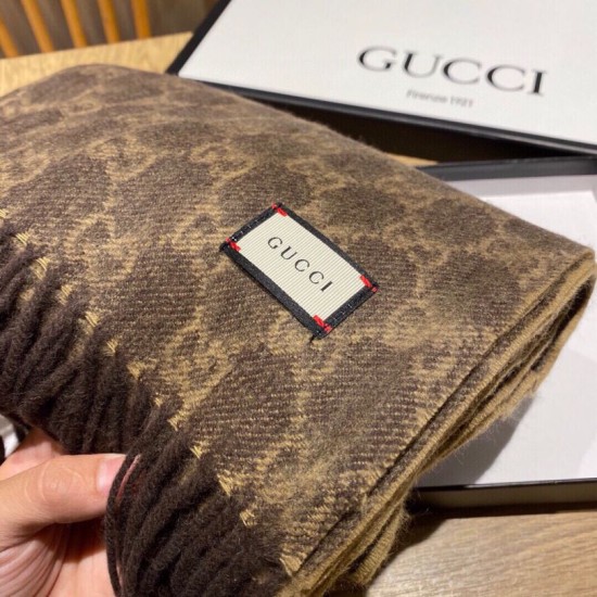 Replica Gucci classic double-faced cashmere scarf Coffee
