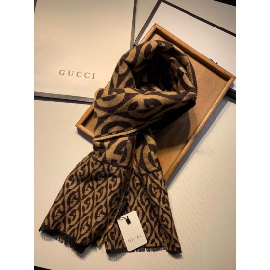 Fake Gucci GG wool jacquard Men scarf Replica
