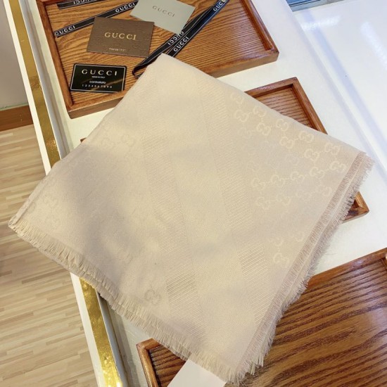 Replica Gucci Wool GG jacquard Double-sided square Scarf Beige