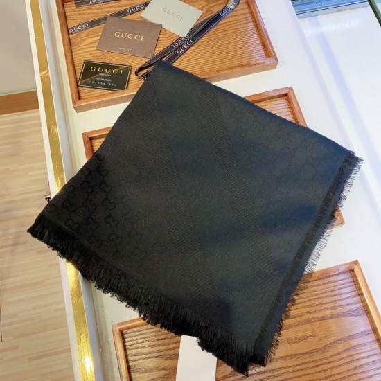 Replica Gucci Wool GG jacquard Double-sided square Scarf Dark Green