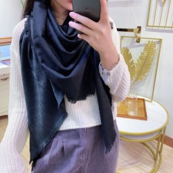 Replica Gucci Wool GG jacquard Double-sided square Scarf Dark Green