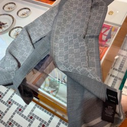 Replica Gucci classic double-faced cashmere men scarf Gray
