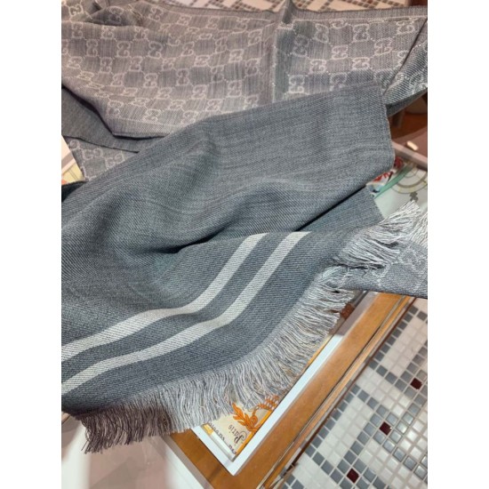 Replica Gucci classic double-faced cashmere men scarf Gray