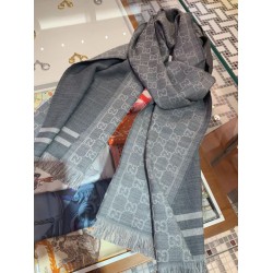 Replica Gucci classic double-faced cashmere men scarf Gray