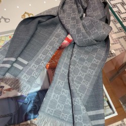 Replica Gucci classic double-faced cashmere men scarf Gray