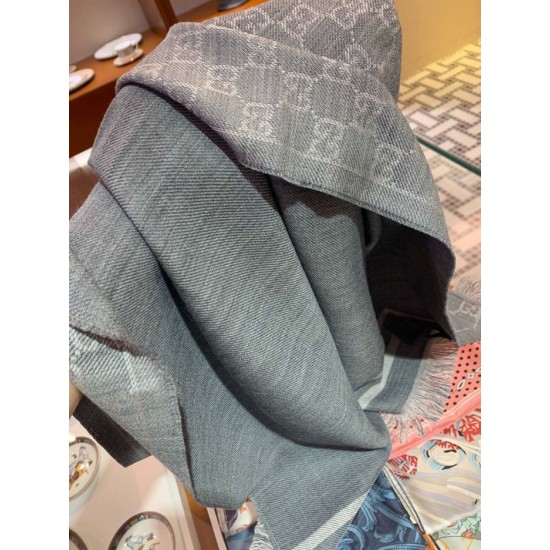 Replica Gucci classic double-faced cashmere men scarf Gray