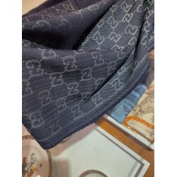 Replica Gucci classic double-faced cashmere men scarf Dark Blue