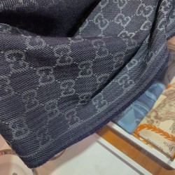 Replica Gucci classic double-faced cashmere men scarf Dark Blue