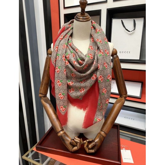 Replica Gucci Double G letter interwoven apple pattern cashmere scarf