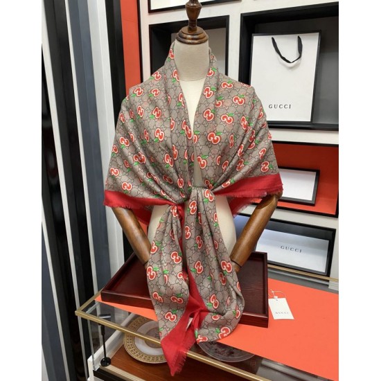 Replica Gucci Double G letter interwoven apple pattern cashmere scarf