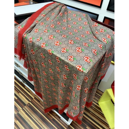 Replica Gucci Double G letter interwoven apple pattern cashmere scarf