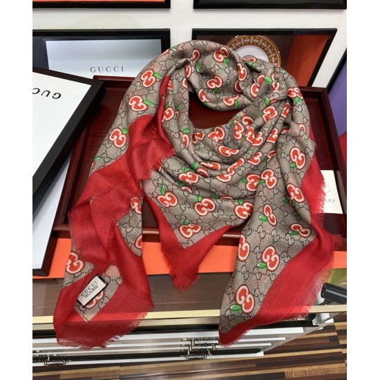 Replica Gucci Double G letter interwoven apple pattern cashmere scarf