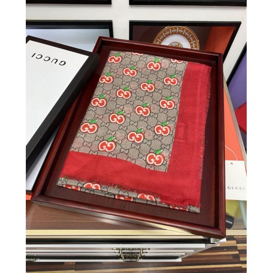 Replica Gucci Double G letter interwoven apple pattern cashmere scarf