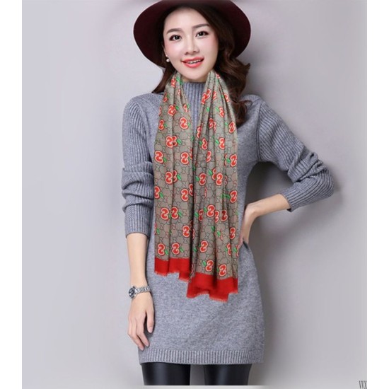 Replica Gucci Double G letter interwoven apple pattern cashmere scarf