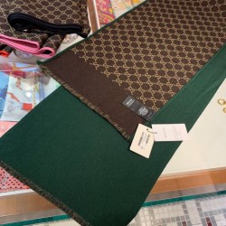 Replica Gucci double heavy wool silk scarf Green