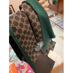 Replica Gucci double heavy wool silk scarf Green