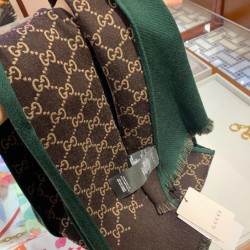 Replica Gucci double heavy wool silk scarf Green