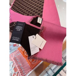 Replica Gucci double heavy wool silk scarf Pink