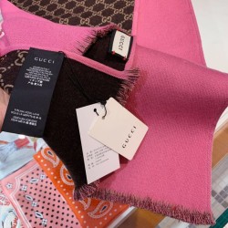 Replica Gucci double heavy wool silk scarf Pink