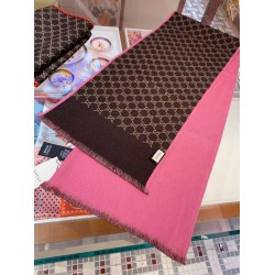 Replica Gucci double heavy wool silk scarf Pink