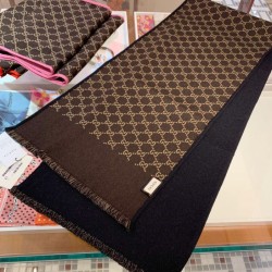 Replica Gucci double heavy wool silk scarf Black