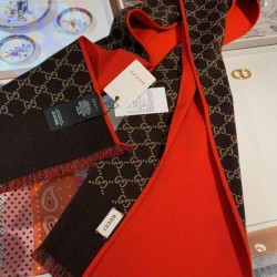 Replica Gucci double heavy wool silk scarf Red