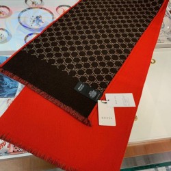 Replica Gucci double heavy wool silk scarf Red