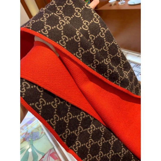 Replica Gucci double heavy wool silk scarf Red