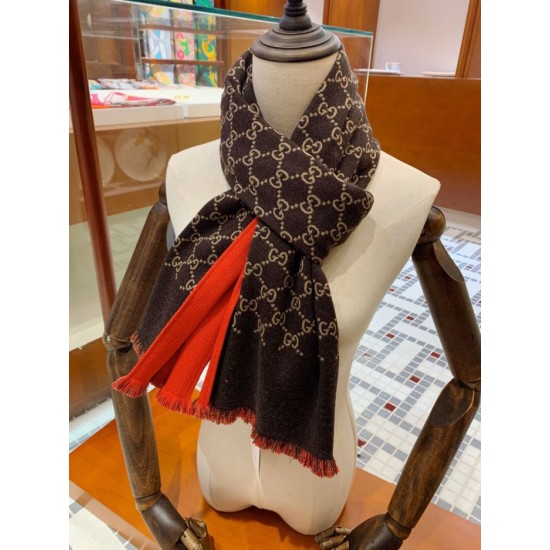 Replica Gucci double heavy wool silk scarf Red