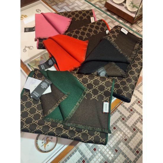 Replica Gucci double heavy wool silk scarf Red