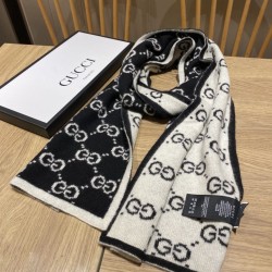 Replica Gucci Classic Wool GG jacquard Scarf Blue