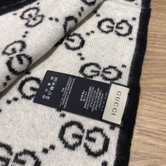 Replica Gucci Classic Wool GG jacquard Scarf Blue