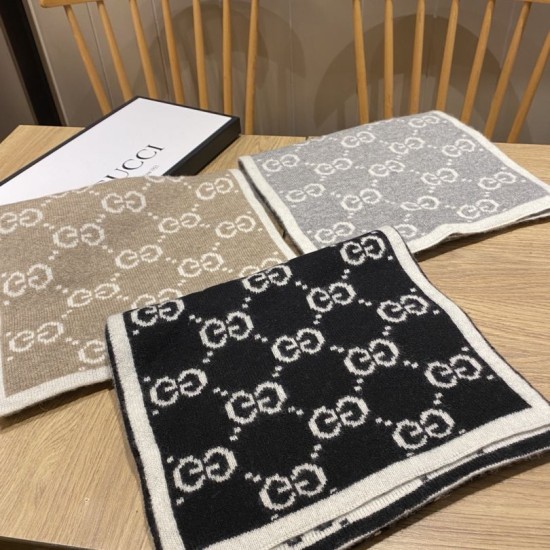 Replica Gucci Classic Wool GG jacquard Scarf Blue