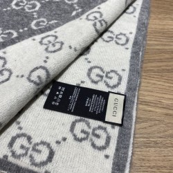 Replica Gucci Classic Wool GG jacquard Scarf Gray
