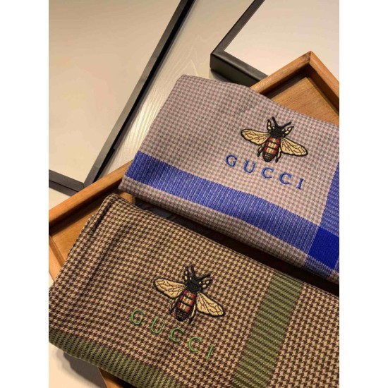 Replica Gucci Small houndstooth cashmere scarf Coffee