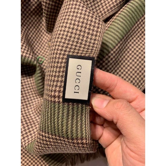 Replica Gucci Small houndstooth cashmere scarf Coffee