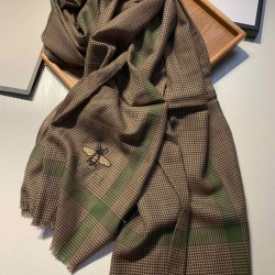 Replica Gucci Small houndstooth cashmere scarf Coffee