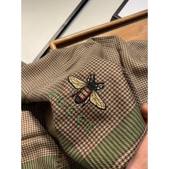Replica Gucci Small houndstooth cashmere scarf Coffee