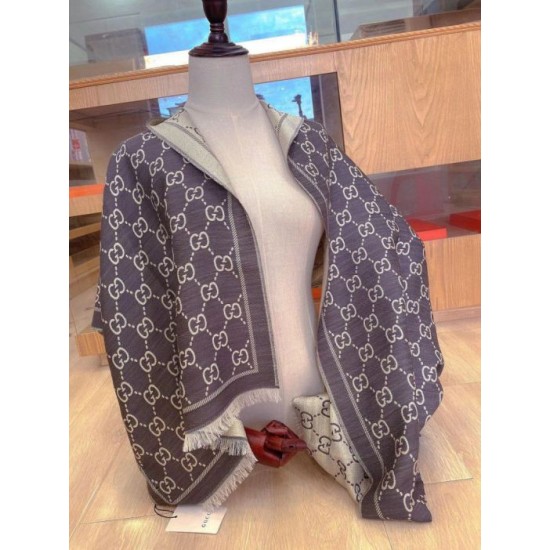 Fake Gucci Limited edition classic elements inlaid lurex shawl Brown Replica
