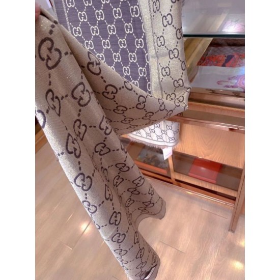Fake Gucci Limited edition classic elements inlaid lurex shawl Brown Replica