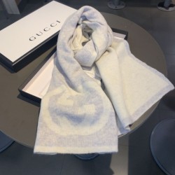 Replica Gucci Classic Cashmere Scarf Light Gray